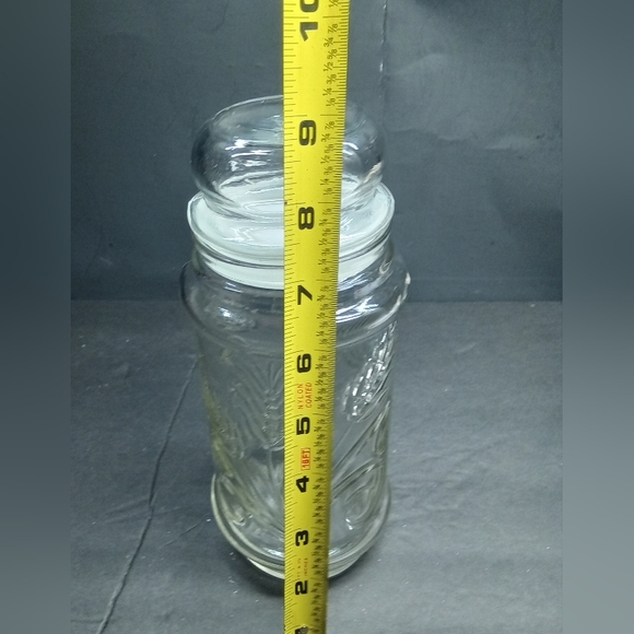 Planters Mr Peanut Glass Apothecary Jar Canister VTG 1982 Wide Pnut Leaf Design - Picture 12 of 12